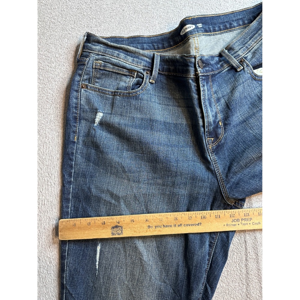 Old Navy Curvy Skinny Darci Jeans Womens 14 Long Blue Denim Distressed High Rise - Picture 10 of 13